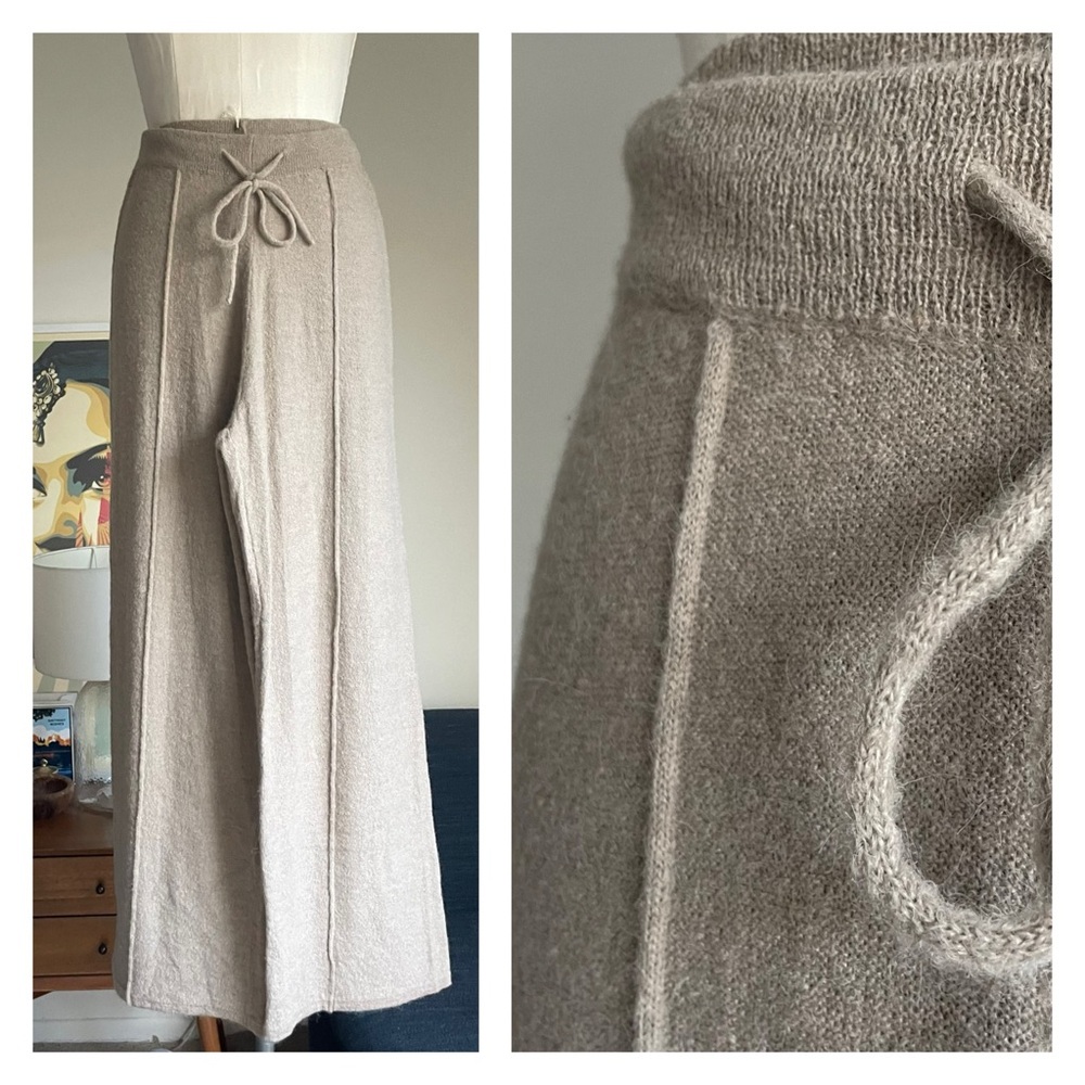 Easel Tan Wide-Leg Knit Pants